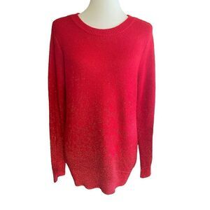H&M Red Crewneck Holiday Sparkle Sweater L-EUC